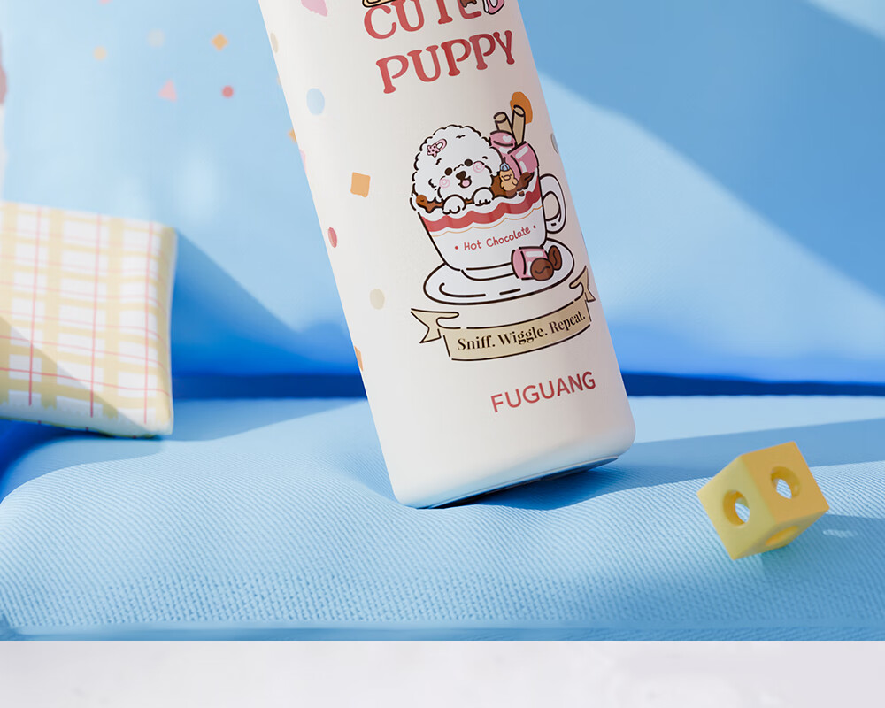 FGA Fuguang Children's Water Bottle Insulated Cup Gift Box for Students, Dual-Use Large Capacity Summer Water Bottle Coffee Dog Blue 25