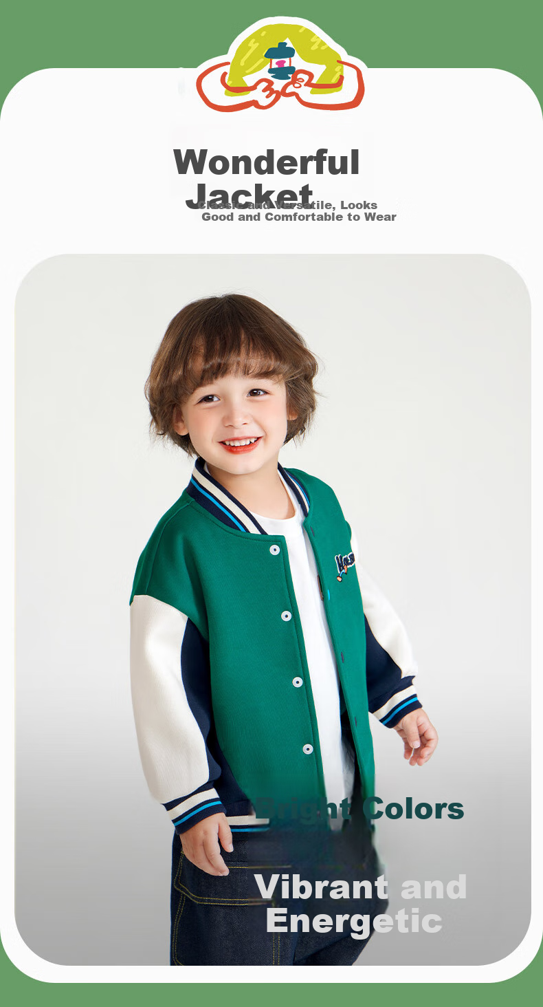 Ciciibear Boys' Baseball Jacket, 2024 New Autumn Style, Children's Outdoor Sports Outerwear, Baby Casual Patchwork Top 3