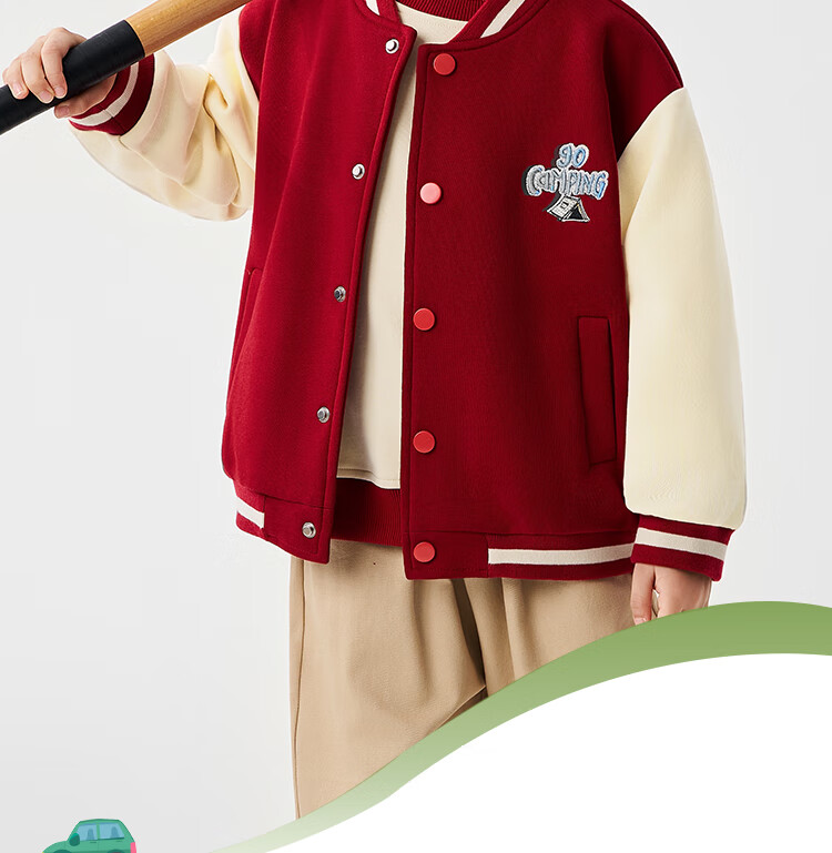 Badibadi Spring And Autumn Baseball Jacket, American Retro Style Coat for Men, Women And Children, Fashionable Sports Casual Wear, American Lettering, Size 90 1