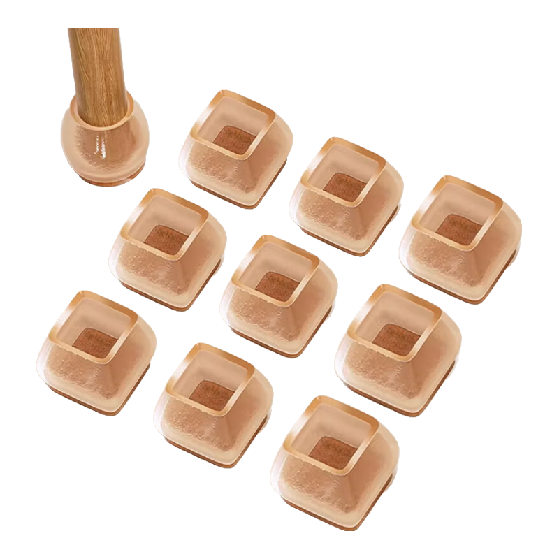 Baoshi Chair Leg Pads, Table Foot Pads, Stool Leg Silicone Anti-Slip Noise Reduction Floor Protectors, Square Shape, 16 Pieces, Brown Home Decor, Coffee Color Sound-Absorbing Pads