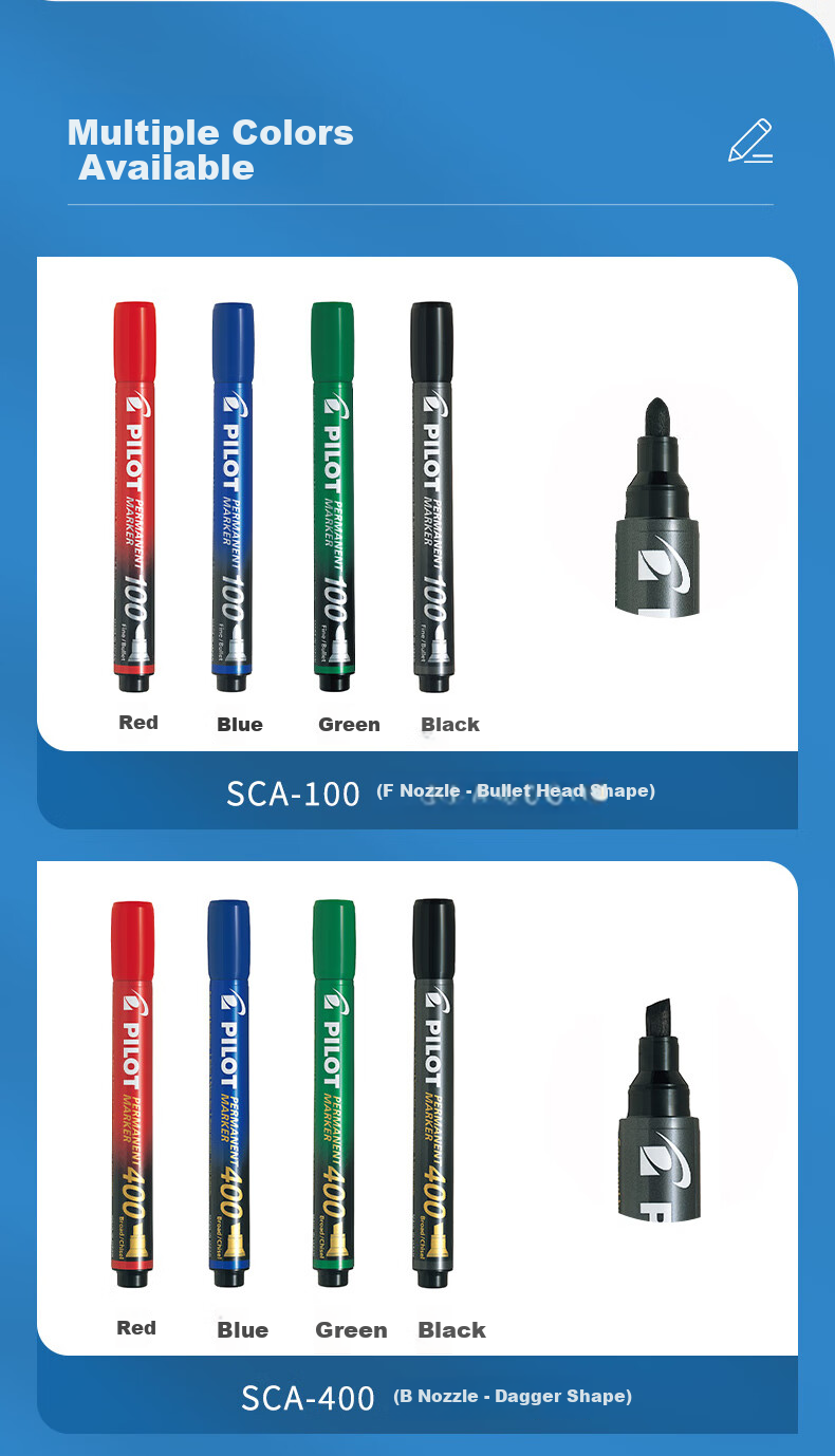 PILOT Oil-Based Marker Pen, Knife-Shaped Quick-Drying Marker, SCA-400 4mm Black, Pack of 12 6