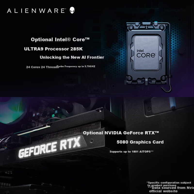Alienware Desktop Starship R17 High-End Gaming PC (Ultra9, 32GB RAM, 1TB Storage, RTX50 Series GPU) Water-Cooled AI Training Black Myth: Wukong Design Statio
