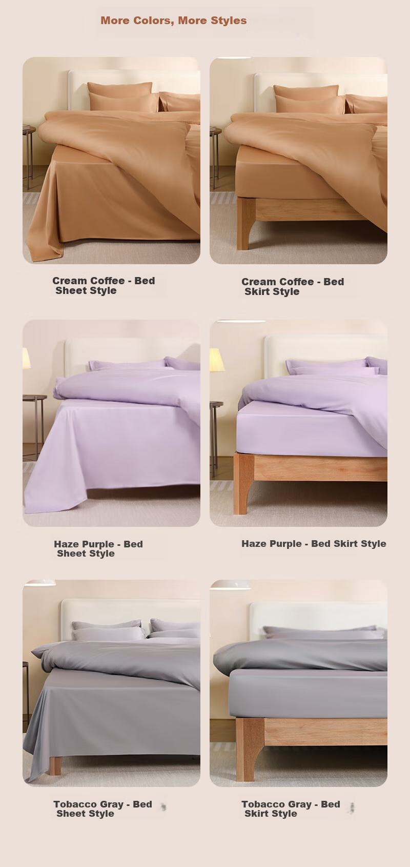 One's Member 50-Count A-Class Pure Cotton Xinjiang Long-Staple Cotton Bedding Set, Four-Piece Set Including Bed Sheet, Cream Brown Color, 1.8 Meters Wide 3
