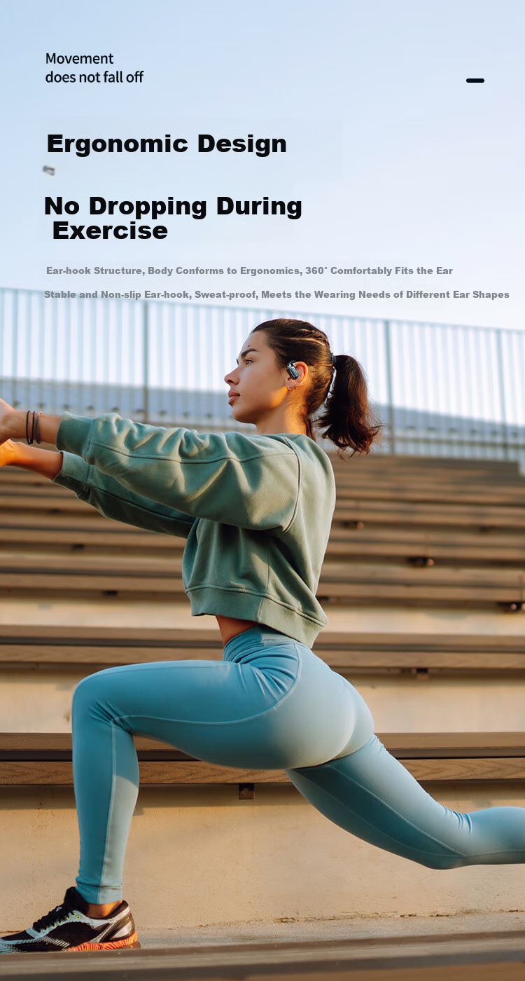 ENKOR EW29 Open-Style Bluetooth Headphones with Bone Conduction Concept, Ear-Hook Design, True Wireless, Non-In, for Sports, Running, Cycling, Gaming, Noise Reduction, Compatible with Apple, Xiaomi, Huawei 9