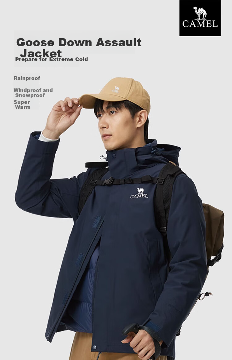 CAMEL Cold-Resistant Windbreaker, Goose Down Inner Liner, Couple's Three-In down Jacket, Mountaineering [Snow Region] A13CAF0064 1