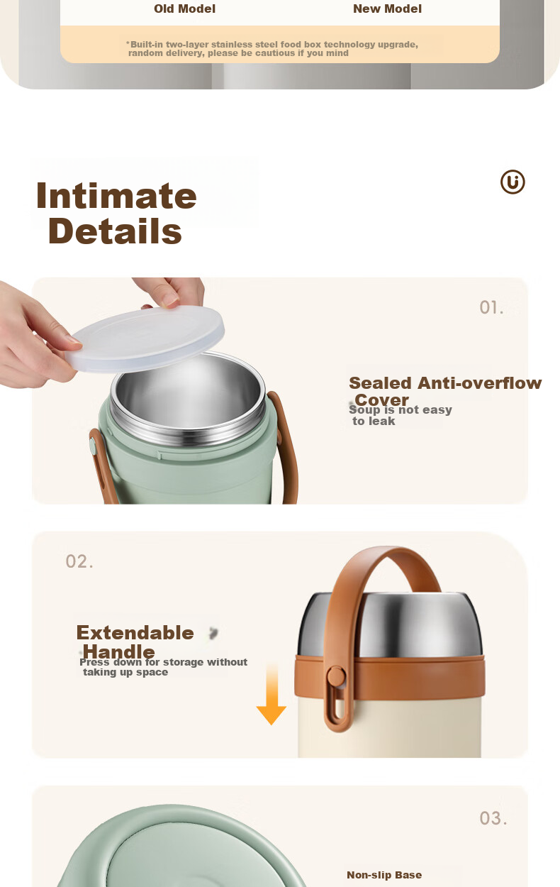 SUPOR Insulated Food Container, Stainless Steel Portable Pot, 2.0L Large Capacity Vacuum Insulated Lunch Box, Multi-Layer Portable Bento Box, Lotus White 15