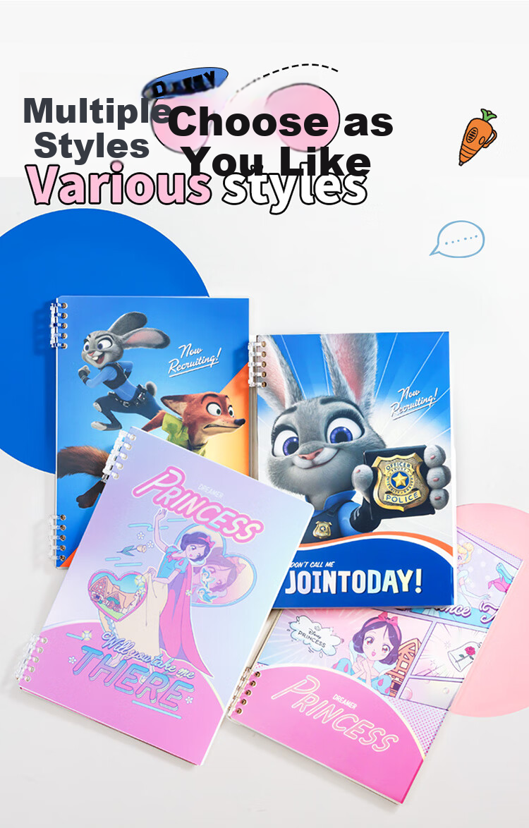 Disney Loose-Leaf Notebook with Removable Spiral Binding, 60 Sheets, High-Quality Waterproof Journal for Students, Girls' Planner And Homework Book 3