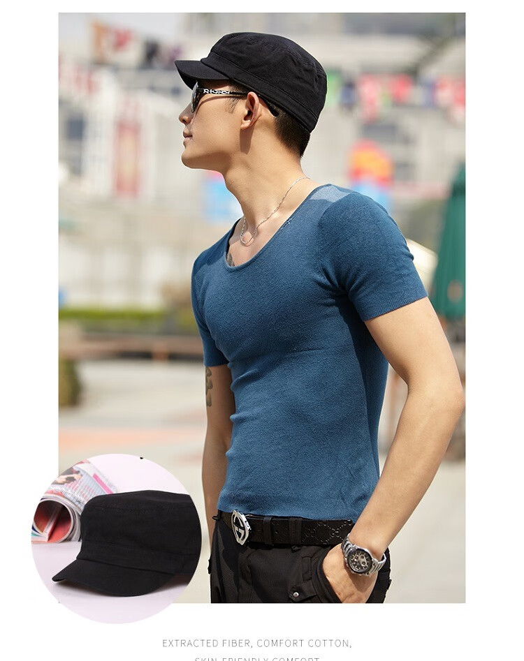 FANCET Men's Summer Baseball Cap, Large Head Circumference, Korean Style Flat Top Military Hat, Casual Short Brim All-Cotton Cap 6