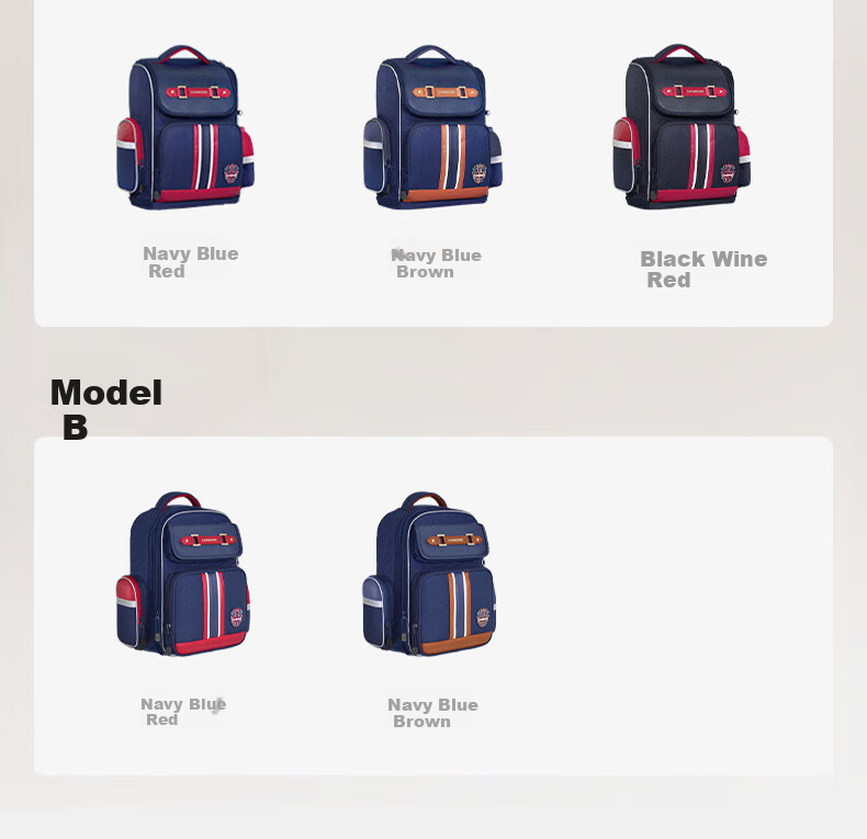 Jianqiaoshu Schoolbag for Primary School Boys Grades 1-3 Children's Lightweight Spine-Protecting Large Capacity Backpack, Large Size Navy Blue And Red 17
