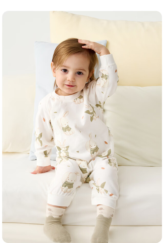 TONGTAI Baby Romper Spring And Autumn Pure Cotton Newborn Onesie for Boys And Girls, Baby Clothes Bodysuit Pajamas Coffee Color 59cm 9