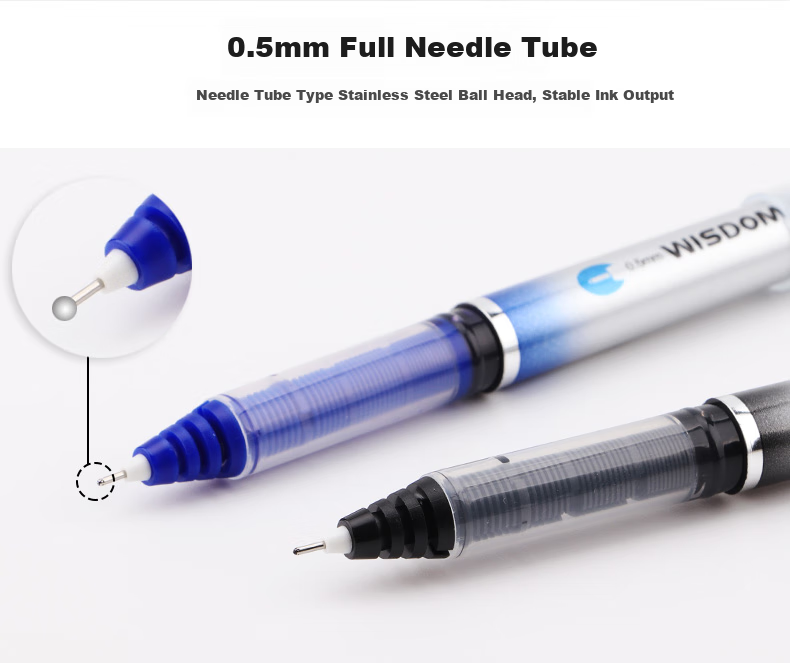 BAOKE BK111A 0.5mm Liquid Gel Pen Full Needle Tube Student Exam Quick-Dry Signature Pen Black 12pcs/Box 5