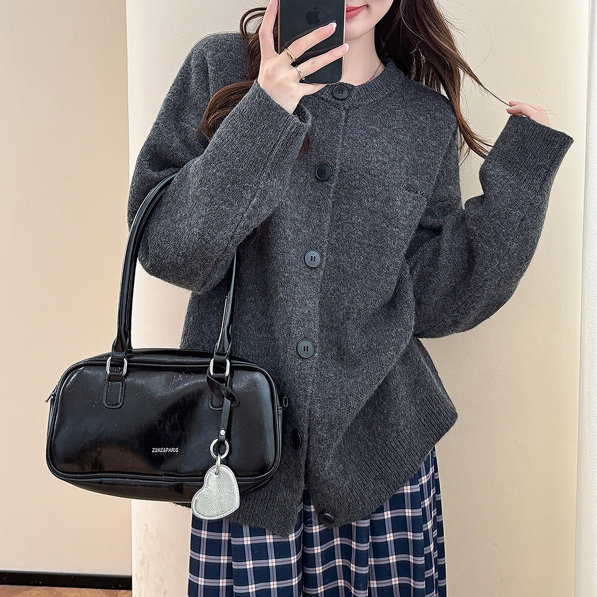 TonLion 2025 Autumn Winter Embroidered Crew Neck Cardigan Women's Knit Jacket High-End Fashion Sweater Coat