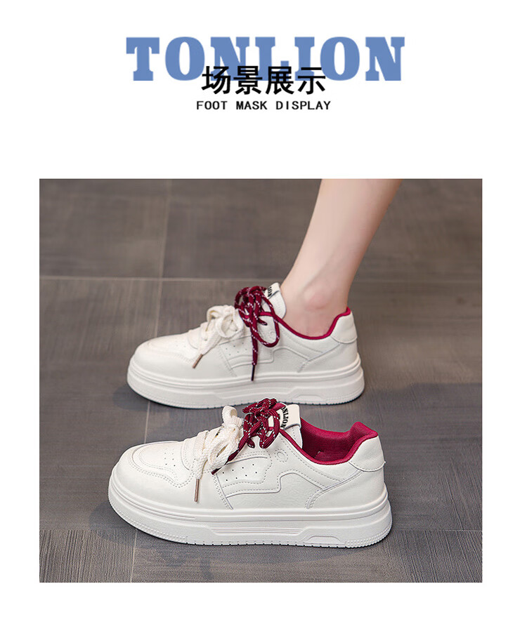 TonLion Women's Shoes 2026 Spring Summer Thick Sole Sneakers Casual Sports Shoes Wine Red Size 39 4