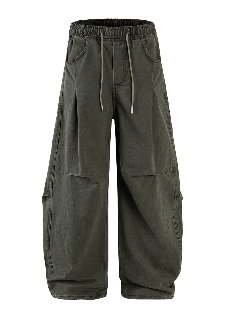 :CHOCOOLATE IT American Style Pure Cotton Work Pants Men's Autumn New Trendy Loose Casual Curved Blade Pants White Apricot XL 6