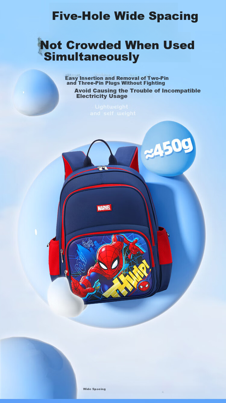 Disney Children's Backpack for Primary School Students Grades 1-3, Ultra-Light Breathable Large Capacity Antibacterial Water-Resistant Spider-Man Backpack for Boys 4