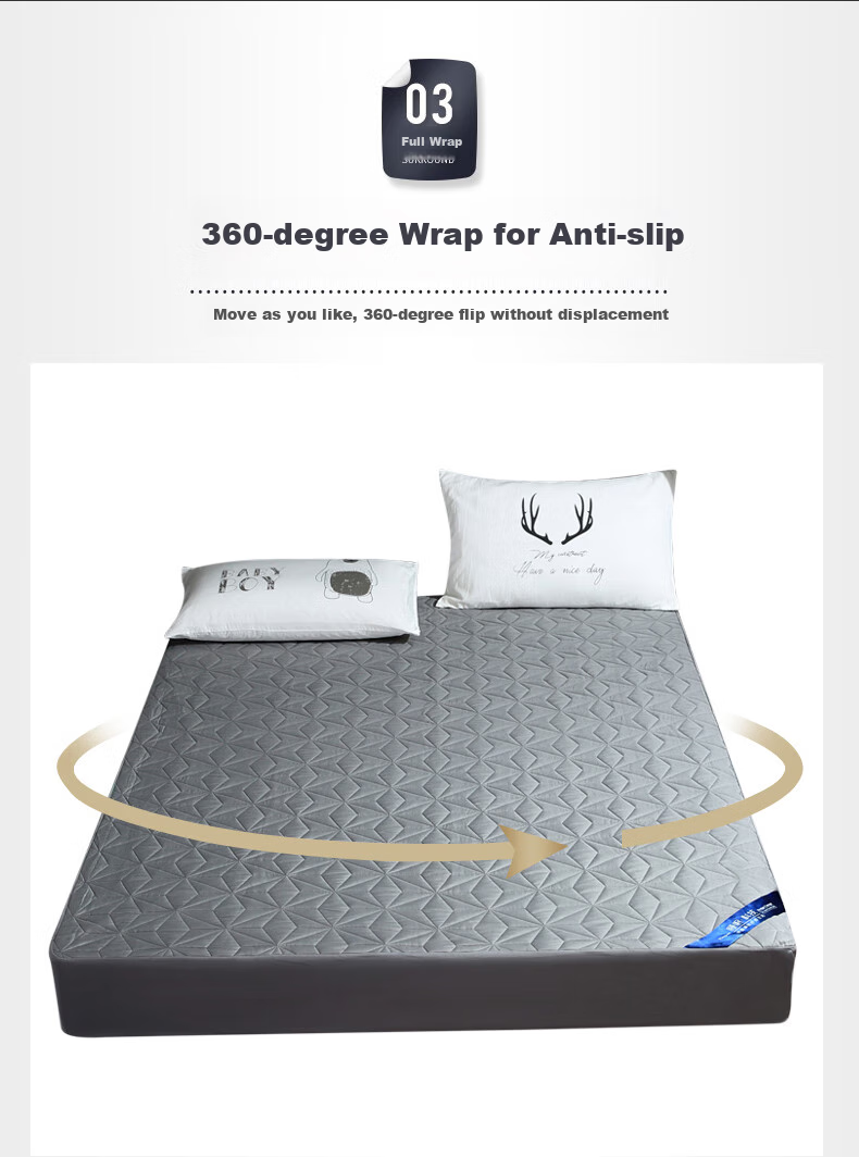 Hengyuanxiang Class A Quilted Fitted Sheet, Single Piece Washable, Dirt-Proof Non-Slip Mattress Protector Cover for Single Bed, 150*200cm 11