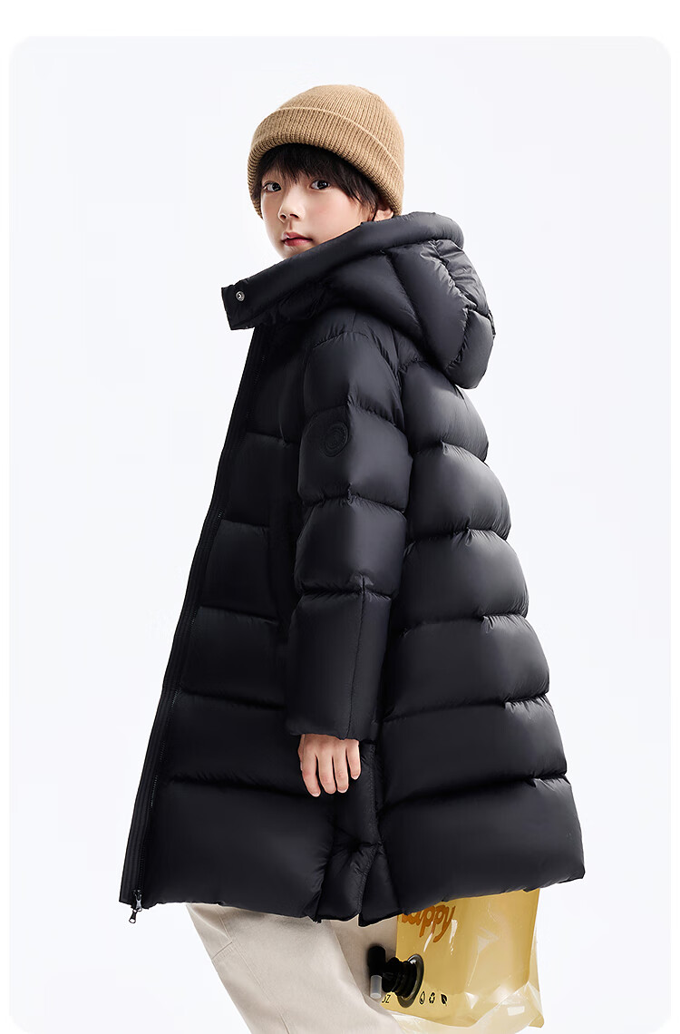 Annil Kids Unisex Extended Down Jacket 2025 Winter New Warm Coat Light Wheat Apricot 170 10