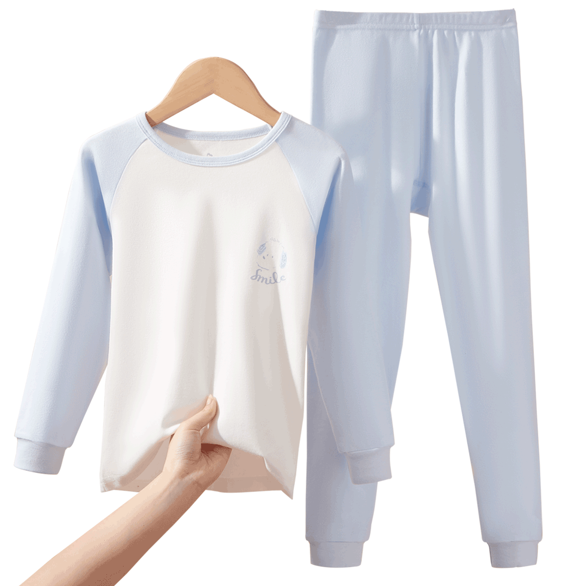 Urban Beauty Kids Thermal Underwear Boys and Girls Pure Cotton Autumn Tops and Pants Youth Baby Homewear Pajama Set