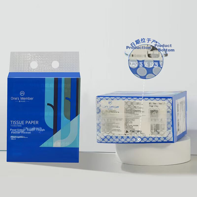 One's Member Four-Ply Facial Tissues, 100% Virgin Wood Pulp Paper, Napkins, Hand Towels, Genuine M Size, 90 Sheets * 3 Packs 10