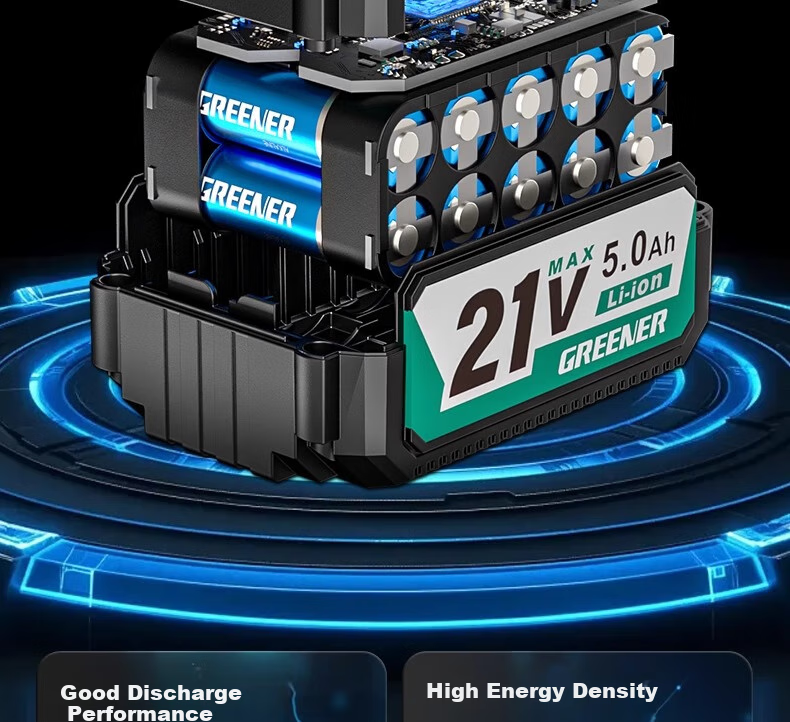 GREENER 21V Brushless Steel Cannon Lithium Drill, 55N.M Electric Drill, Rechargeable, Multi-Functional [Includes 27 Drill Bits] 13
