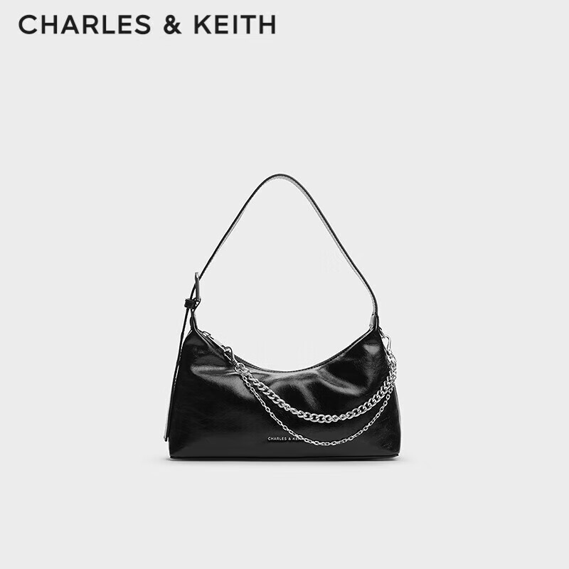 CHARLES&KEITH Soft Zipper Pleated Shoulder Bag, Underarm Bag, Women's Handbag, Birthday Gift, CK2-40782472