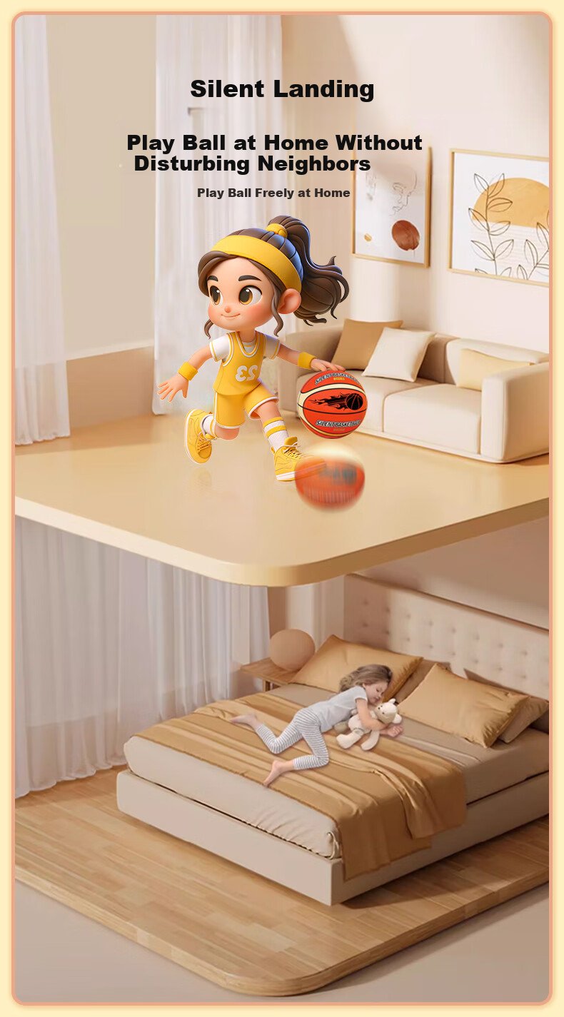 Babamama Silent Basketball, Noiseless Ball, Children's Toy, for Ages 3-6, Indoor Bounce Ball, Size 7 Sports Equipment, Boys' Gift 4