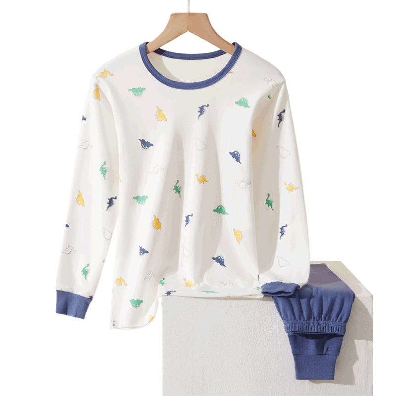 Urban Beauty [100% Cotton + 10A Antibacterial] Boys' Children's Thermal Underwear Set Autumn Winter Warm Pajamas for Teens