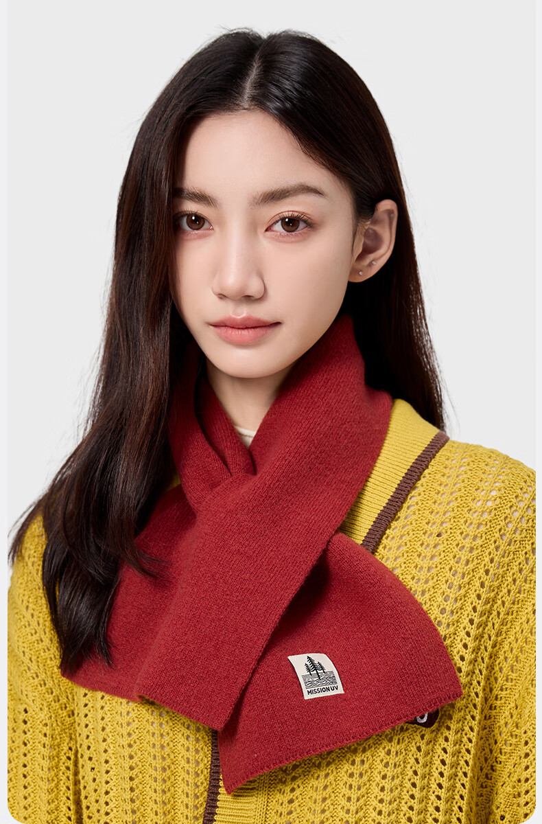 MISSION UV Pure Wool Small Scarf Women Autumn Winter Warm Neck Warmer Lightweight Outdoor Short Scarf 4