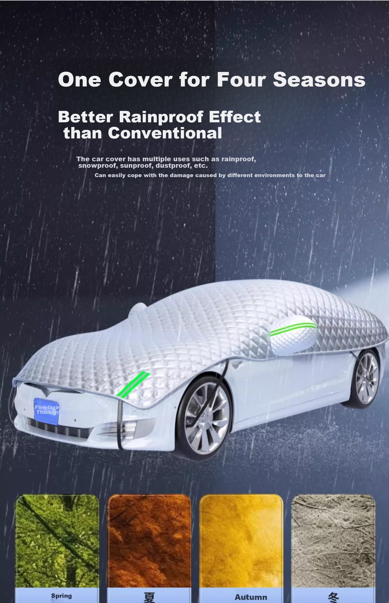 HELLOLEIBOO Car Sunshade, Windshield Cover, Sun Protection, All-Season Universal, Window Cover, Winter Thickened Half Car Cover 15