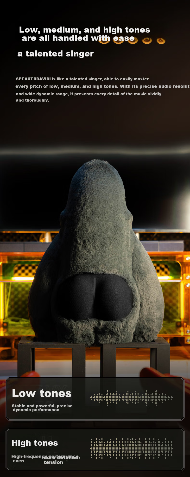 IF Speaker David I Bluetooth Speaker Short Plush Version, Olive Green Limited Edition High-Fidelity Speaker Art Decoratio 6