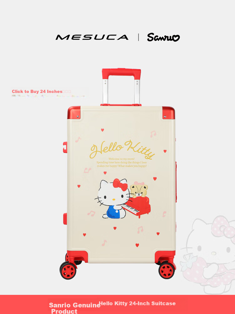 Mesuca X Sanrio Kuromi Password Lock Suitcase with Universal Wheels, Girls' Trolley Case, 18-Inch Children's Luggage, Carry-On Suitcase 15