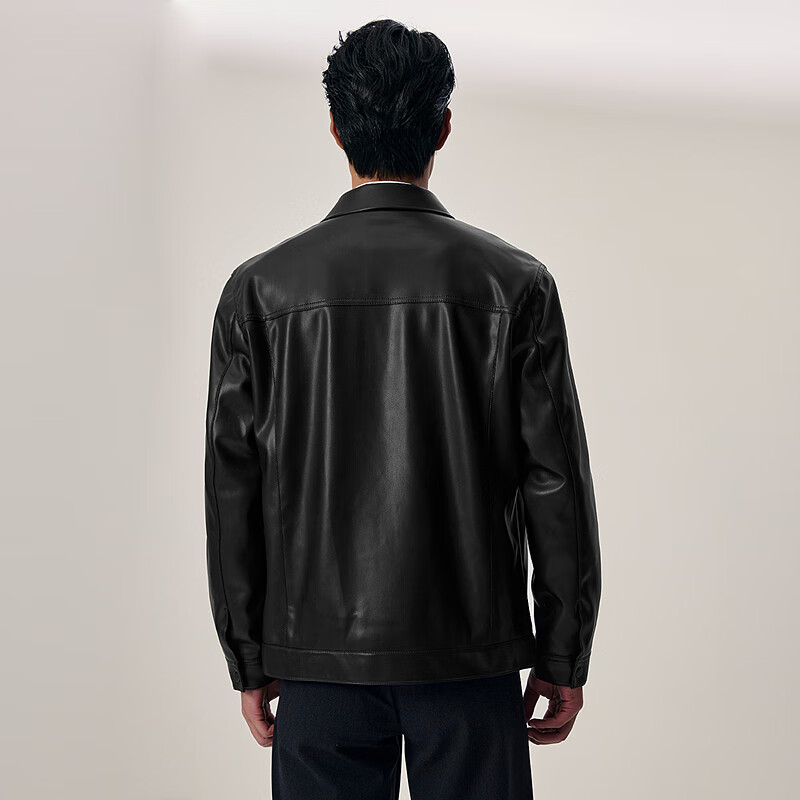 HLA Hailan Home Men's Jacket 25 Embossed PU Leather Solid Color Commuter Winter Coat