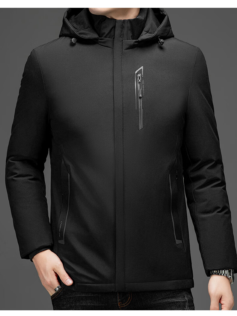 ROMON Men's Winter Cotton Jacket Trendy Business Warm Cotton Coat Middle-aged and Elderly Dad Style 8806 Black 2XL 3