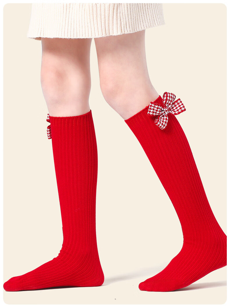 Barbie Children's Mid-Calf Socks Girls Red Cotton Socks High Tube Socks Baby New Year Socks Girl Zodiac Year Spring Autumn Red Socks 12