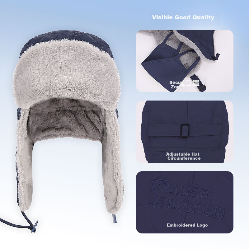 ALPINT MOUNTAIN Winter Cotton Hat for Men, Warm Leifeng Hat, Skiing Cap, Outdoor Ear Protection Windproof Pilot Cold-Proof Cycling Hat