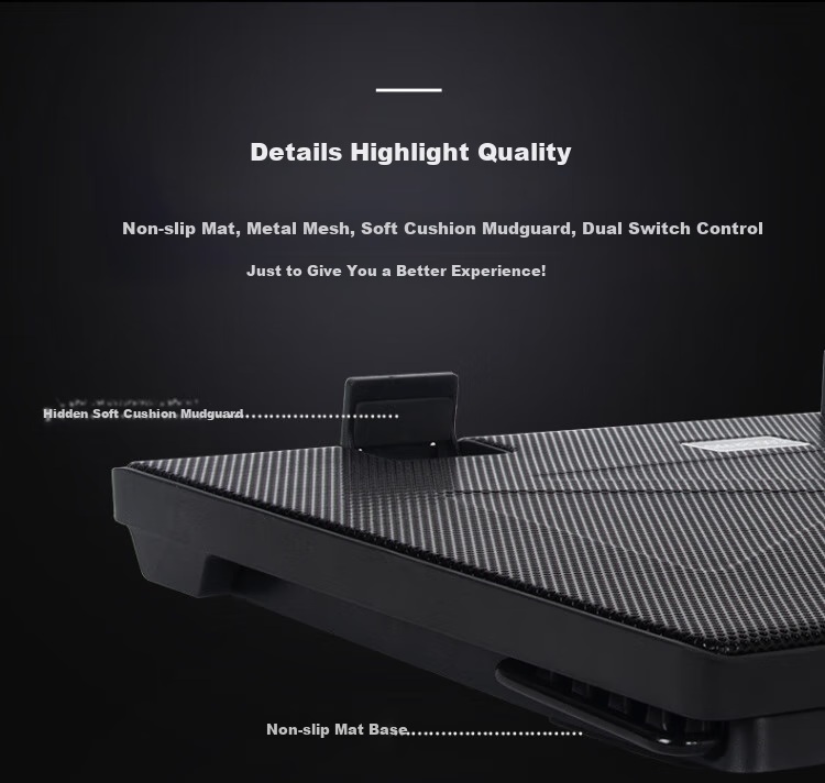 ECOLA NBC-908BK Black Laptop Air-Cooled Cooling Stand with Single Fan and Phone Slot 7