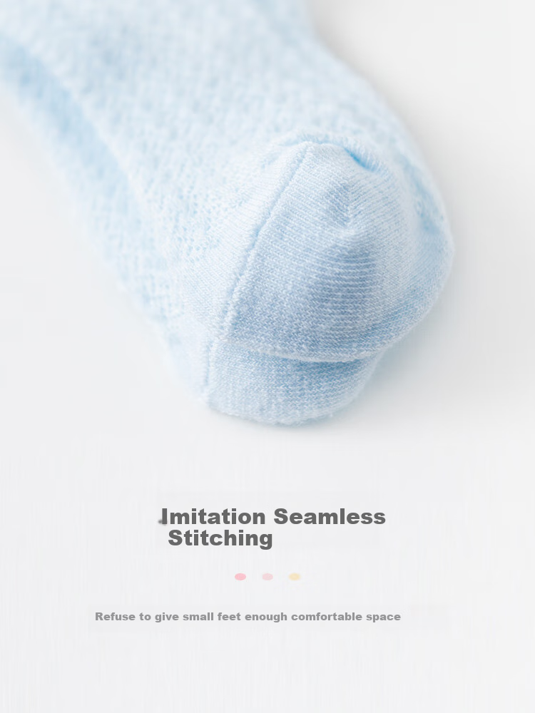 9i9 Baby Socks Summer Long Mesh Anti-Mosquito Combed Cotton Soft Thin Socks Non-Binding 3 Pairs 0-1 Year 8