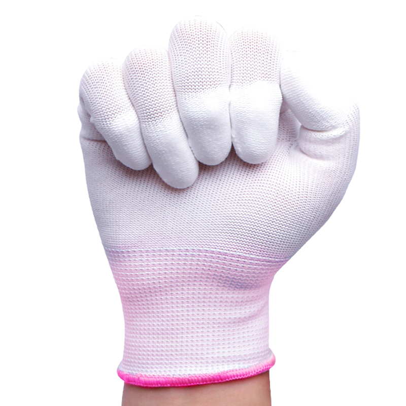 Ams PU Nylon Coated Finger Gloves, Rubber Coated Work Gloves, Summer Lightweight White Gloves, Wear-Resistant, Anti-Slip, Breathable, Unisex Construction Work Gloves, Small Size, 12 Pairs