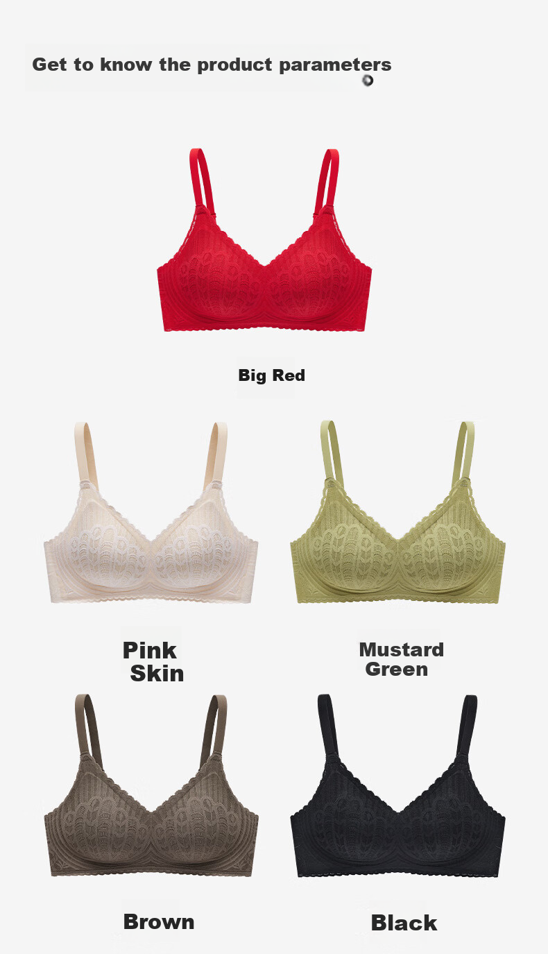 Fenteng Wireless Bra for Women, New Antibacterial Latex Light Cup Sexy Lace Anti-Spillage Underwear for Wome 9