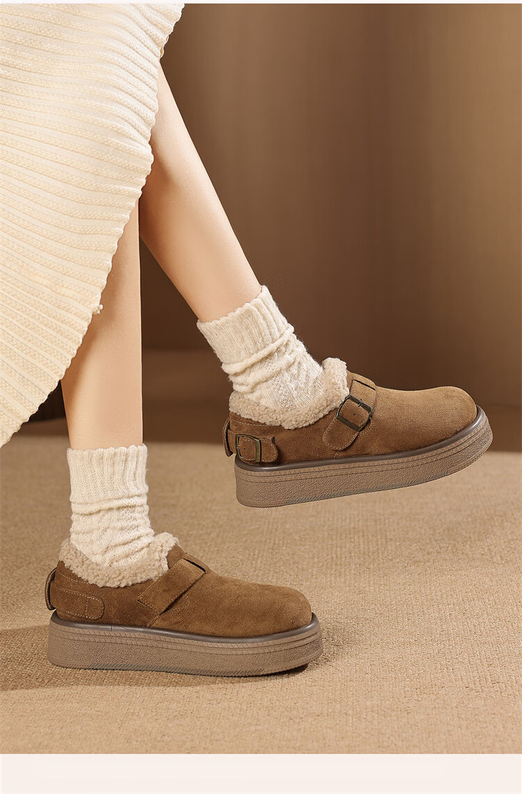 DAPHNE Women's Thick-Soled Fleece-Lined Warm Sneakers Snow Boots Versatile Birkenstock Style 4024608017 Camel 38 3
