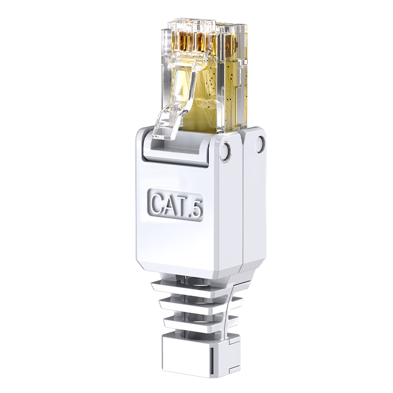 NVV Cat5e Tool-Free RJ45 Crystal Connector Cat5e Gigabit 8P8C Unshielded Network Cable Connector Single Pack LT-8P-5EM