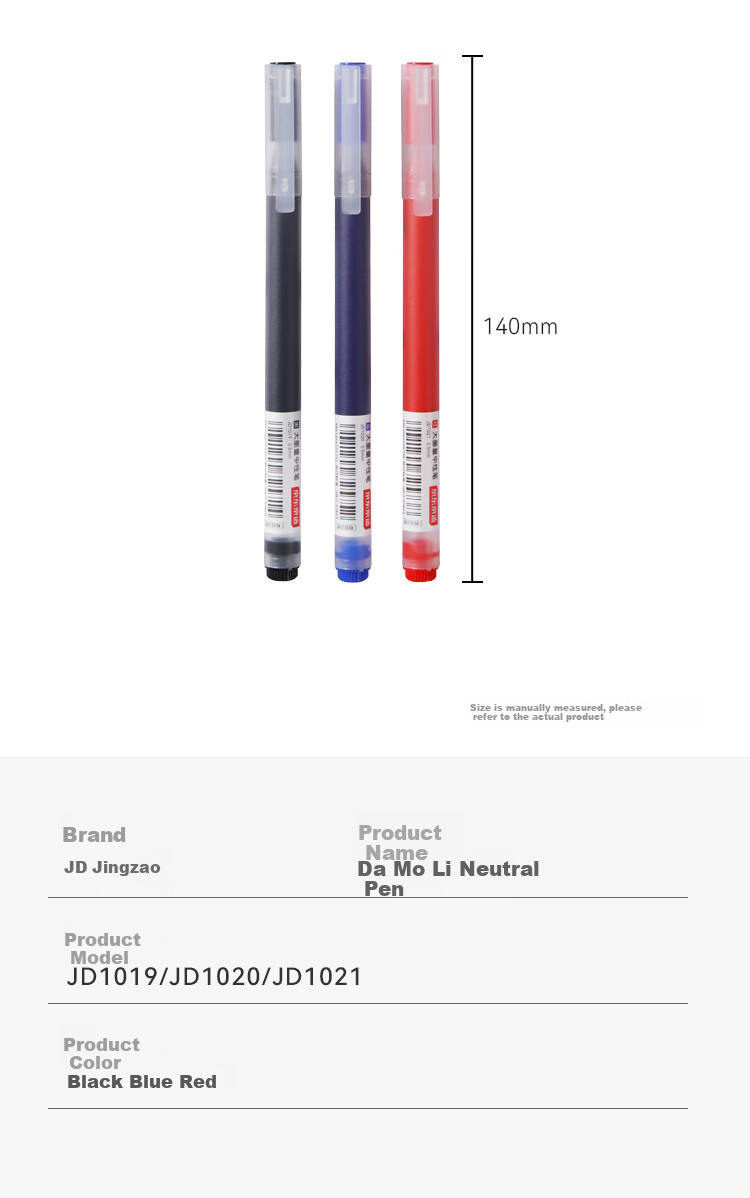 JD Original Junengxie Pro Large Capacity Bullet Tip Gel Pen, Signature Pen for 2000 Meters Writing, Business Office Student Exam, 0.5mm, Red, 10 Pieces 8