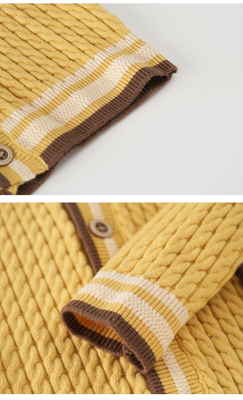 MOMOCO Boys' Cardigan Jacket Spring and Autumn Fashion Sweater Yellow Size 105 7