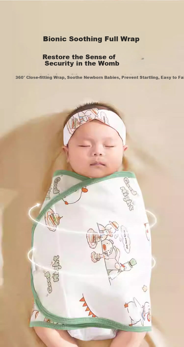 Bledilait Newborn Baby Swaddle, Anti-Startle Pure Cotton Children's Wrap Sleeping Bag, Summer Thin Sleep Aid, Swaddling Cloth, 2 Pieces 4
