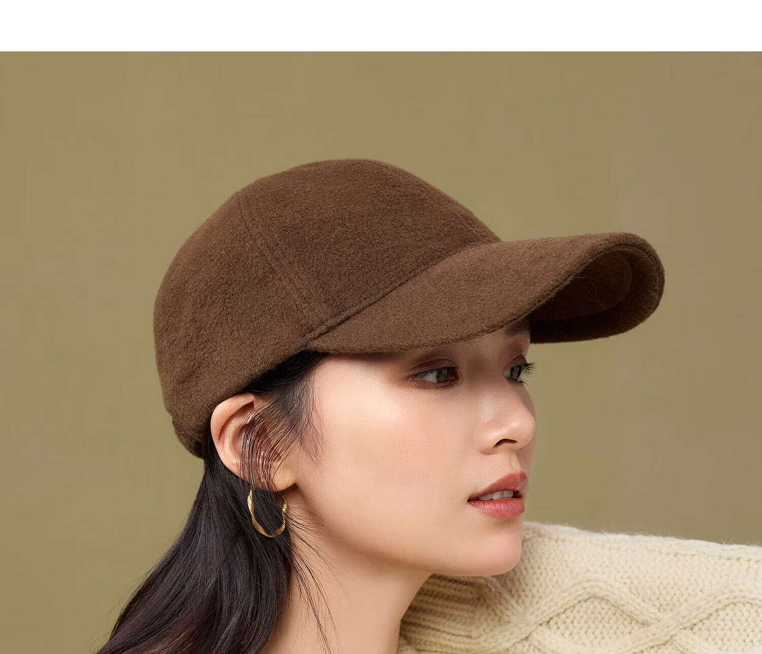 Siggi Pure Wool Baseball Cap Autumn Winter Women's British Retro Stylish Face-Slimming Windproof Warm Versatile Duckbill Hat 17