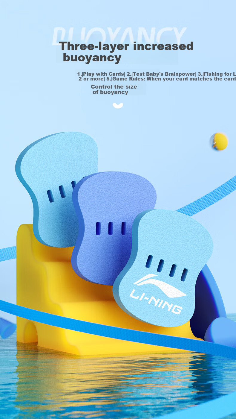 Li-Ning EVA Foam Paddle, High-Quality Water Polo Board for Children, Square Water Polo Board, Non-Slip LNQT043-2 Sky Blue 3