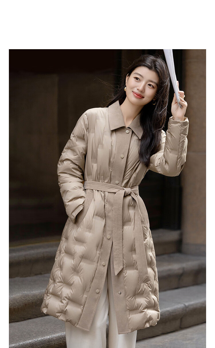 Demana [Dark Night Star River] Winter High Warmth 90% Duck Down Colorblock Lapel Straight Cut Women's Down Coat 1