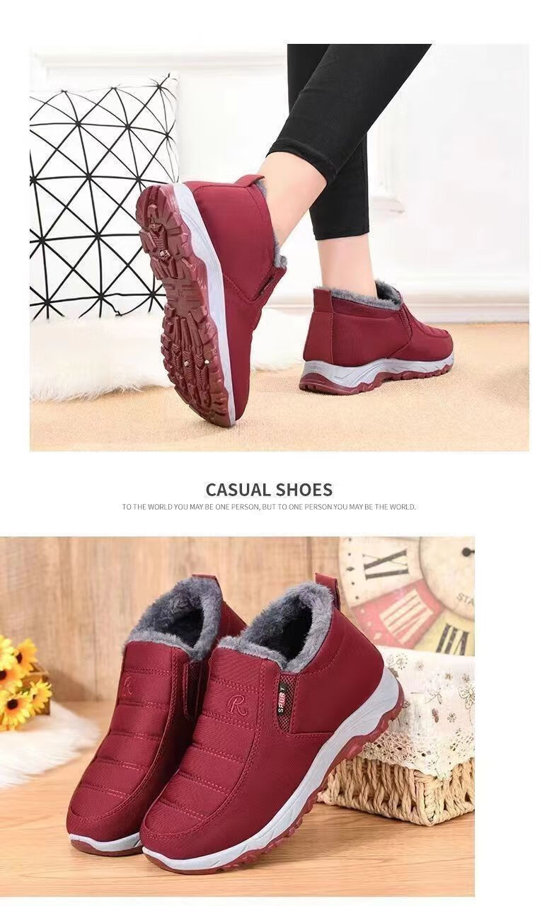 FOOTOPPO Fleece-Lined Cotton Shoes for Women Elderly Mom Winter Comfortable Thick Warm Shoes for Men 2