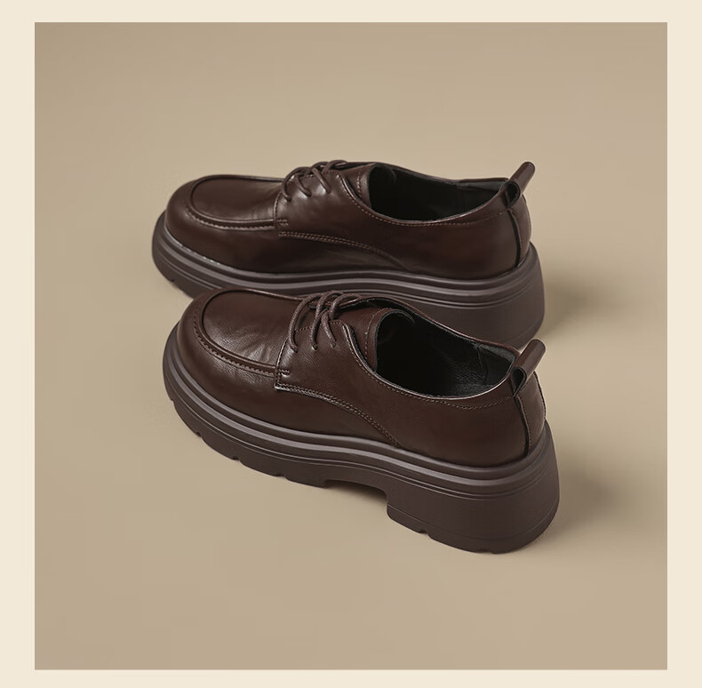 ZHR British Style Classic Retro Loafers for Women with JK Skirt Slip-On Thick Sole Leather Shoes AY273 Black Size 35 8