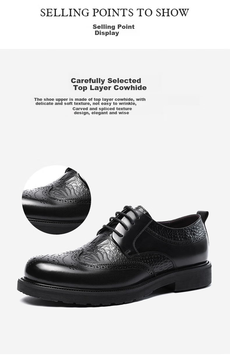 LAORENTOU Men's Leather Shoes, Business Formal Shoes, Brogue Carved Wedding Shoes, Top-Grain Leather High-End Executive Shoes, 200253, Black, Size 40 4